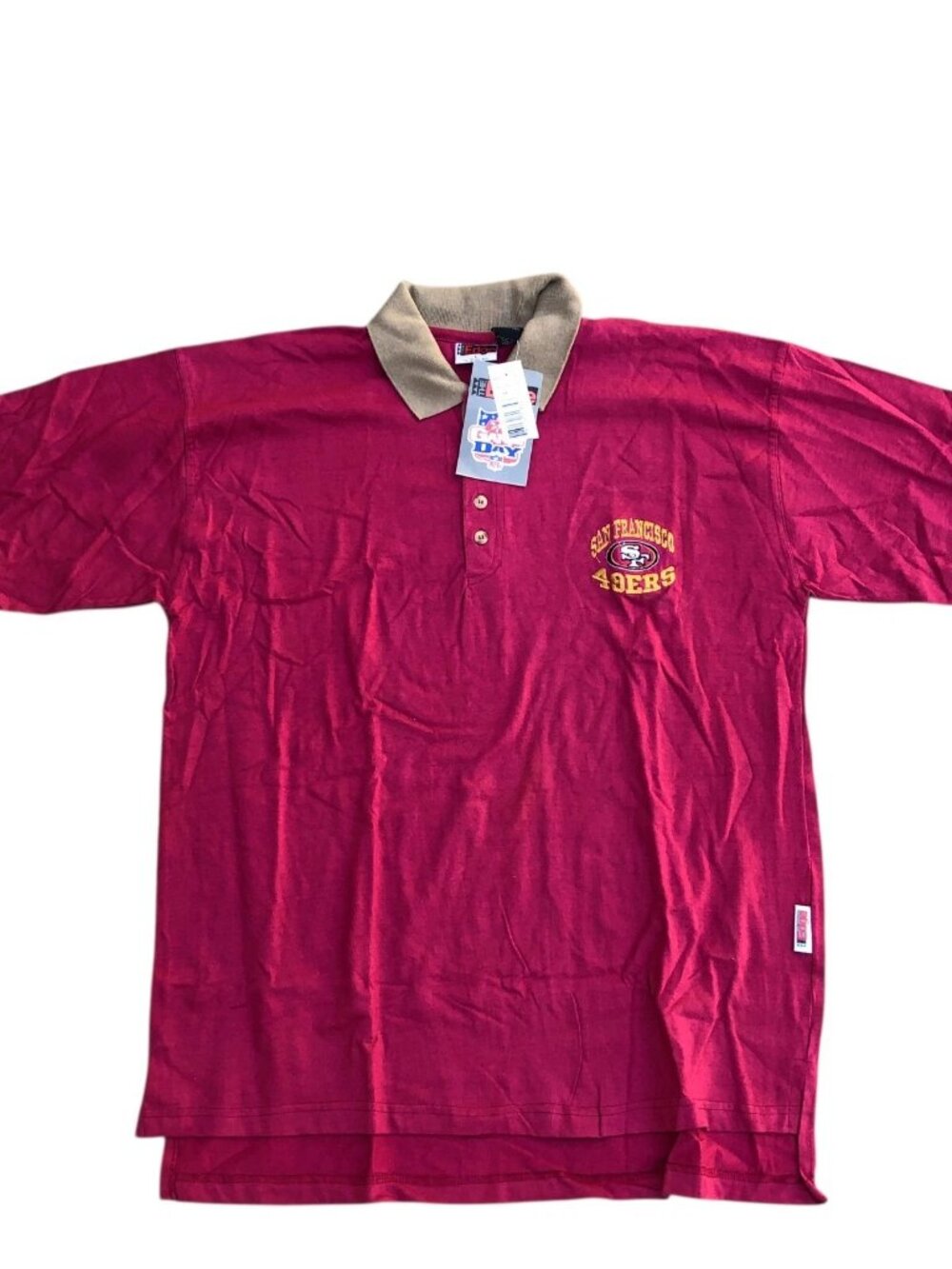 VTG 80s THE EDGE San Francisco 49ers Polo Shirt Men's LG NFL Cotton Deadstock